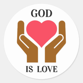 God Is Love Christian Heart & Hands Classic Round Sticker