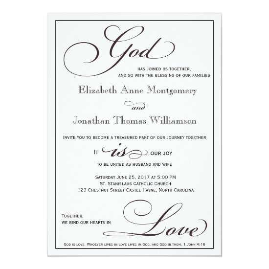 God is Love Christian Script Wedding Invitation