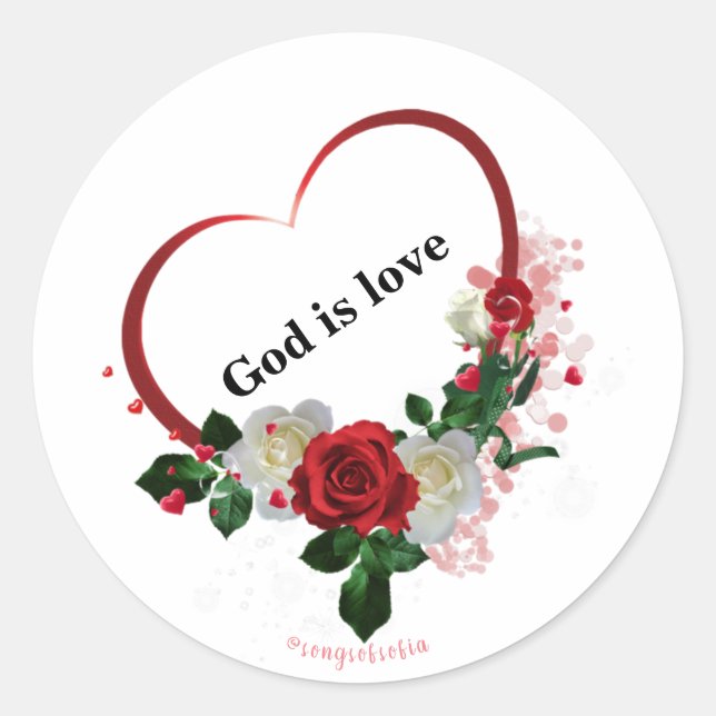 God is love classic round sticker (Front)
