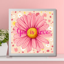 God is Love Colorful Pink Sunflower Bible Quote