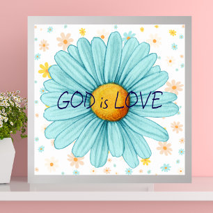 God is Love Colorful Sunflower Bible Quote Poster