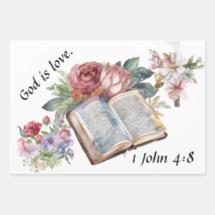 God Is Love - Comforting Design Wrapping Paper Sheets