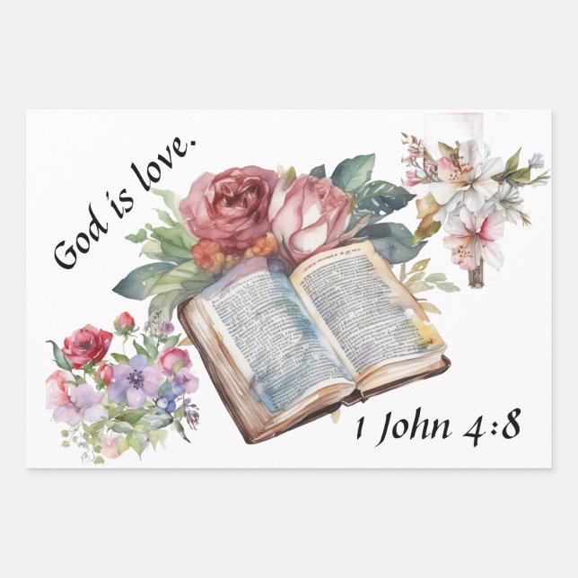 God Is Love - Comforting Design Wrapping Paper Sheets (Front)
