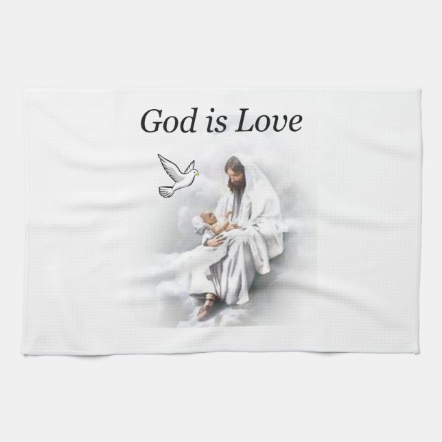 God is Love, Jesus kitchen hand towel (Horizontal)