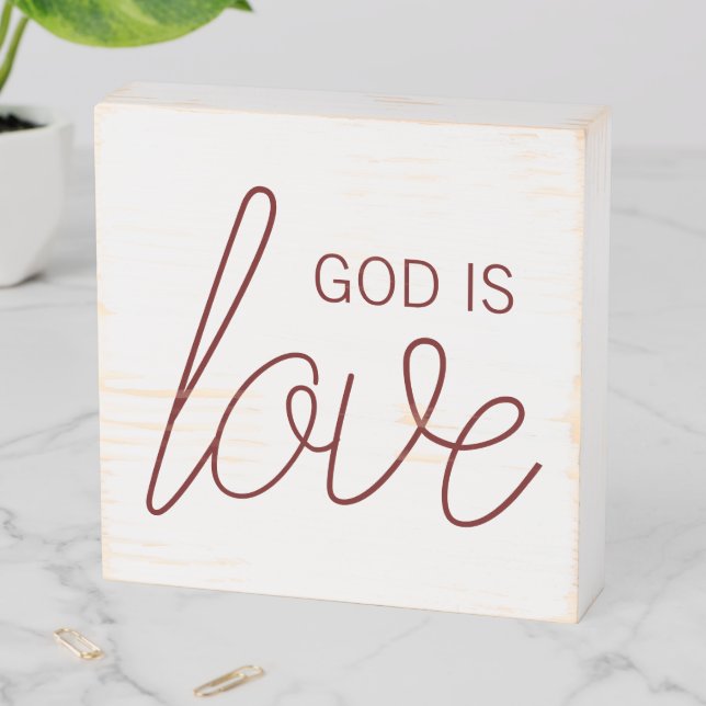 God Is Love Modern Christian Wooden Box Sign (In Situ Horizontal)