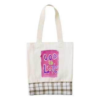God is Love pink 1 tote bag plaid