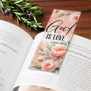 God Is Love Pink Floral 1 John 4:8 Bookmarks