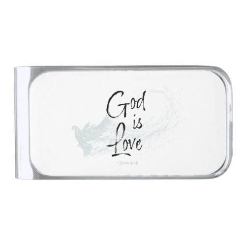 God is Love Silver Finish Money Clip