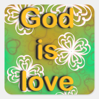 God is love square sticker