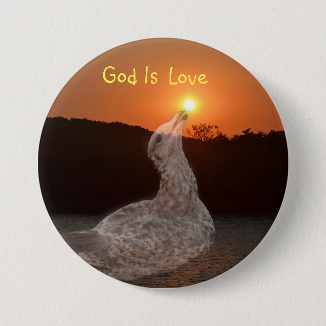 God Is Love Sunset Button (Front)