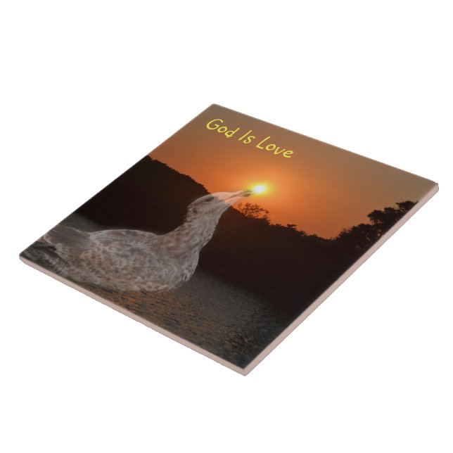 God Is Love Sunset Ceramic Tile (Side)