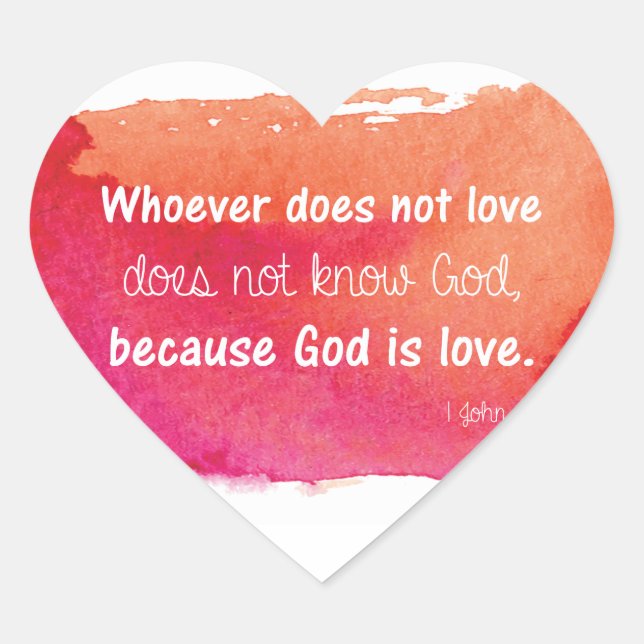 God is Love Watercolor Paint Bible Verse Heart Sticker (Front)