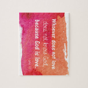 God is Love Watercolor Paint Bible Verse Jigsaw Puzzle
