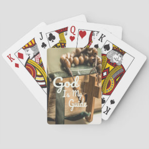 God Is My Guide Bible and Rosary Cross Poker Cards