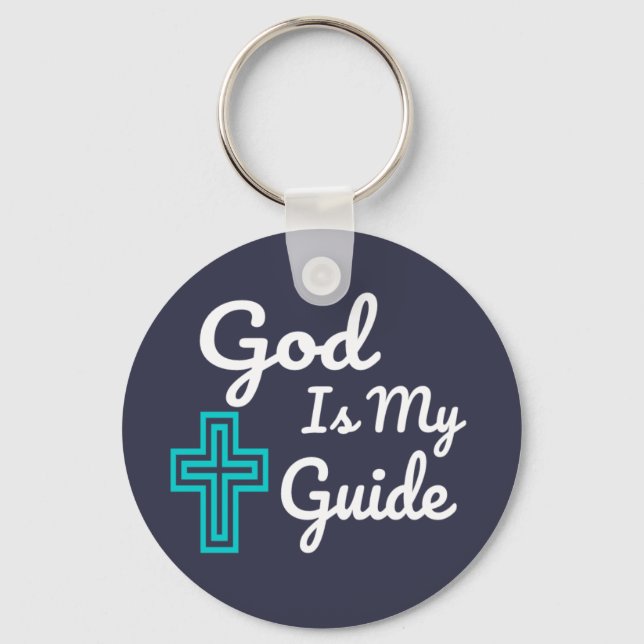 God Is My Guide Cross Keychain (Front)