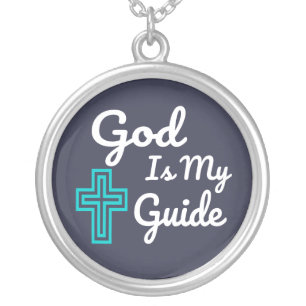 God Is My Guide Cross Silver Plated Necklace
