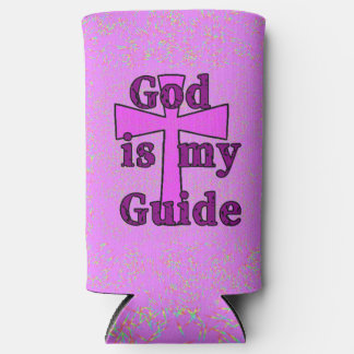 God Is My Guide Purple Cross Coozie