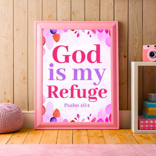 God is my refuge Boho Christian Teen Girl Wall Art