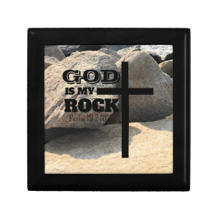 God is My Rock Bible Verse Black Cross Christian Gift Box
