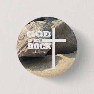God is My Rock Bible Verse White Cross Christian Button