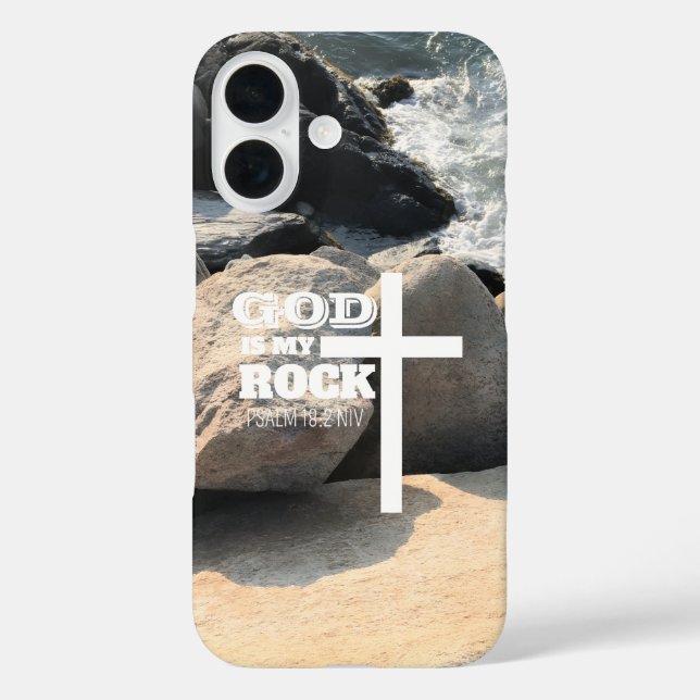 God is My Rock Bible Verse White Cross Christian Case-Mate iPhone Case (Back)