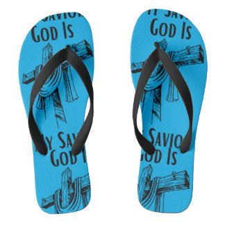 God Is My Savior Bible Christian-Themed Aqua Flip Flops