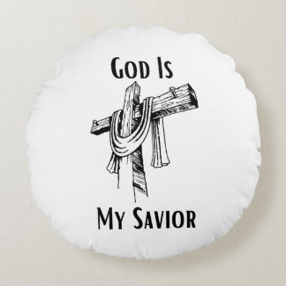 God Is My Savior Bible Christian-Themed Round Pillow