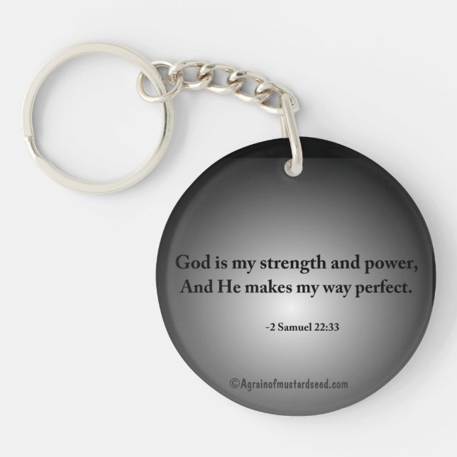 God is my strength Bible Quote Keychain (Front)