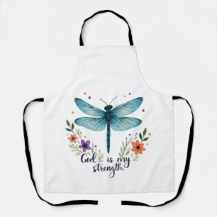 God is my strength Floral Dragonfly Christian T-Sh Apron