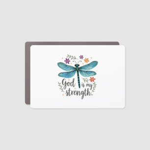 God is my strength Floral Dragonfly Christian T-Sh Car Magnet