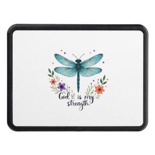 God is my strength Floral Dragonfly Christian T-Sh Hitch Cover