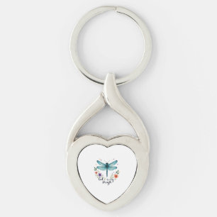 God is my strength Floral Dragonfly Christian T-Sh Keychain