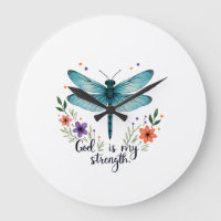God is my strength Floral Dragonfly Christian T-Sh