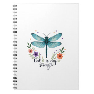 God is my strength Floral Dragonfly Christian T-Sh Notebook