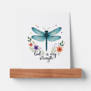 God is my strength Floral Dragonfly Christian T-Sh Picture Ledge