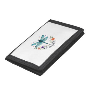 God is my strength Floral Dragonfly Christian T-Sh Trifold Wallet