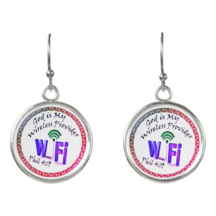 God is My Wireless Provider Phil 4:19 in pink Earrings