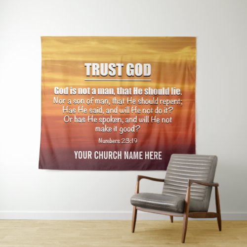 GOD IS NOT A MAN Trust God Church Tapestry