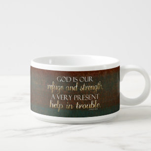 God is our Refuge Christian Bible Verse Brown/Gold Bowl