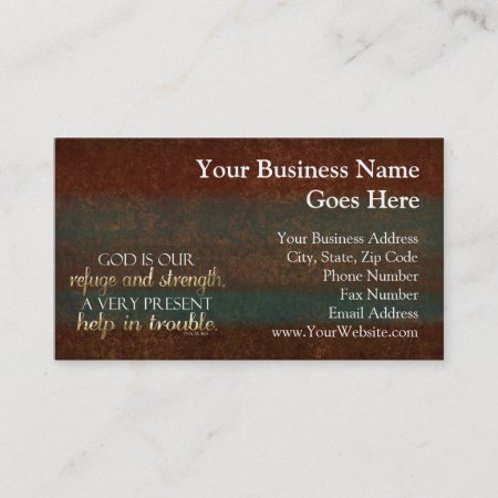 God Is Our Refuge Christian Bible Verse Brown/gold Business Card