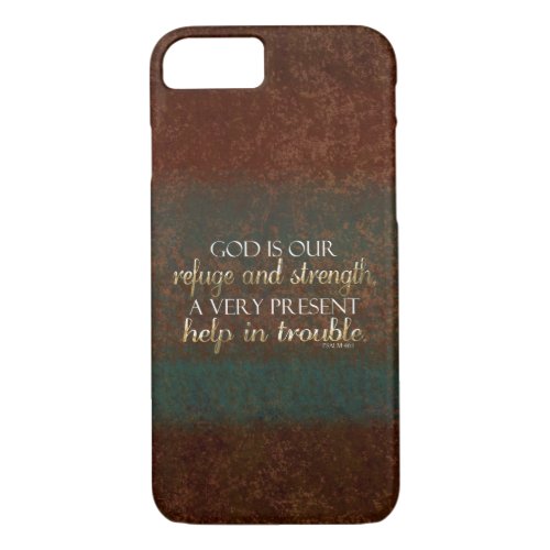 God is our Refuge Christian Bible Verse BrownGold iPhone 87 Case