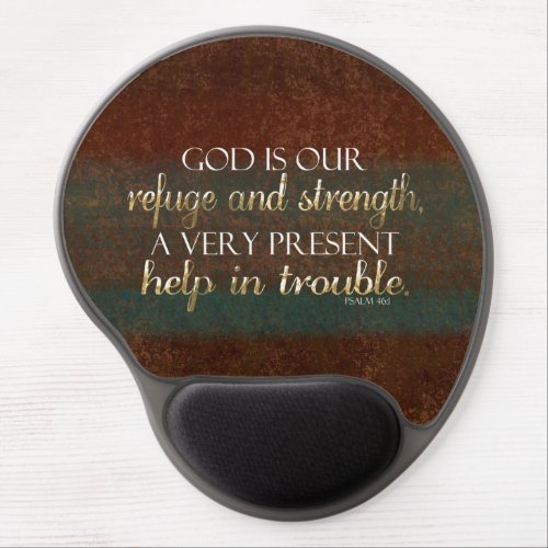 God is our Refuge Christian Bible Verse BrownGold Gel Mouse Pad