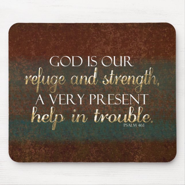 God is our Refuge Christian Bible Verse Brown/Gold Mouse Pad (Front)