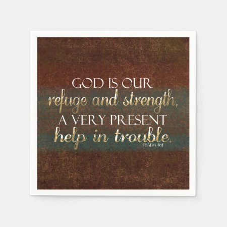 God Is Our Refuge Christian Bible Verse Brown/gold Napkins