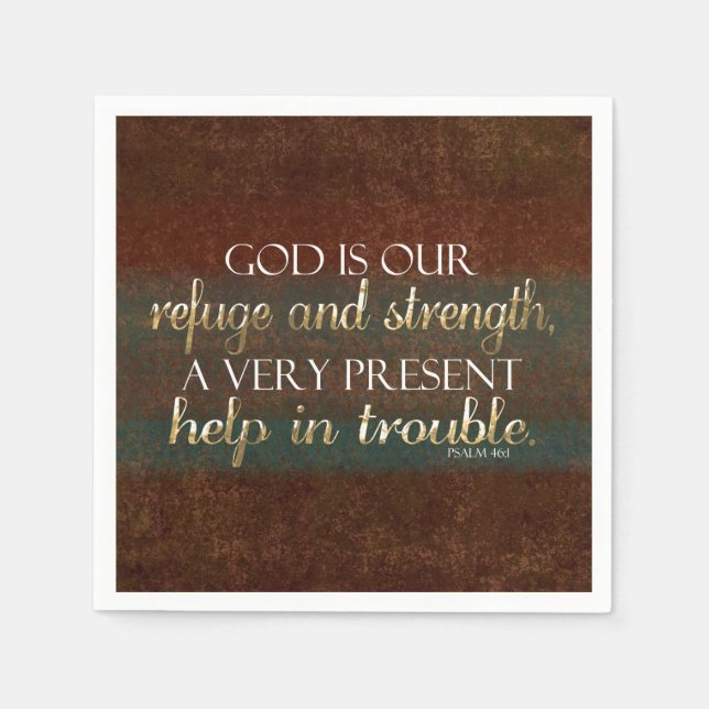 God is our Refuge Christian Bible Verse Brown/Gold Napkins (Front)