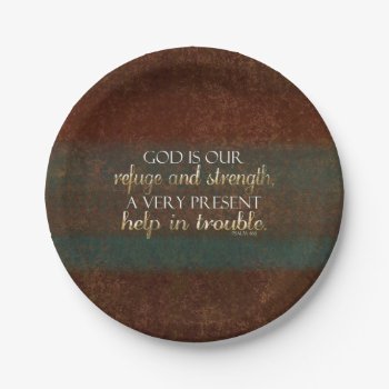 God Is Our Refuge Christian Bible Verse Brown/gold Paper Plates by TonySullivanMinistry at Zazzle