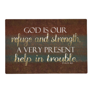 God is our Refuge Christian Bible Verse Brown/Gold Placemat