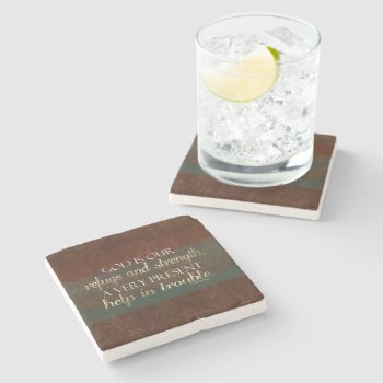 God Is Our Refuge Christian Bible Verse Brown/gold Stone Coaster by TonySullivanMinistry at Zazzle