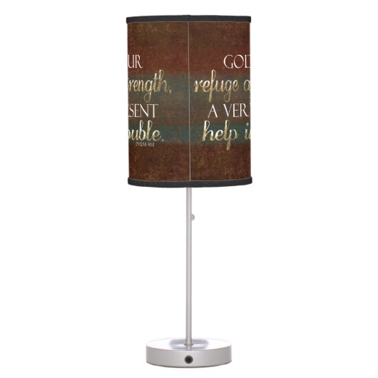 God is our Refuge Christian Bible Verse Brown/Gold Table Lamp (Back)