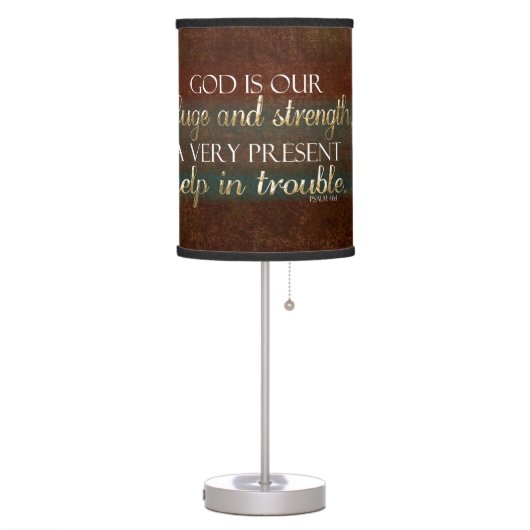 God is our Refuge Christian Bible Verse Brown/Gold Table Lamp (Left)